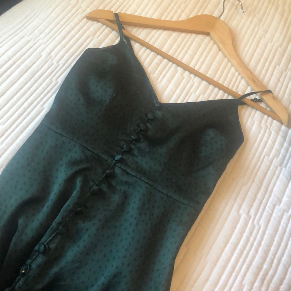 Abercrombie Emerald Green Black Dotted Silk Dress